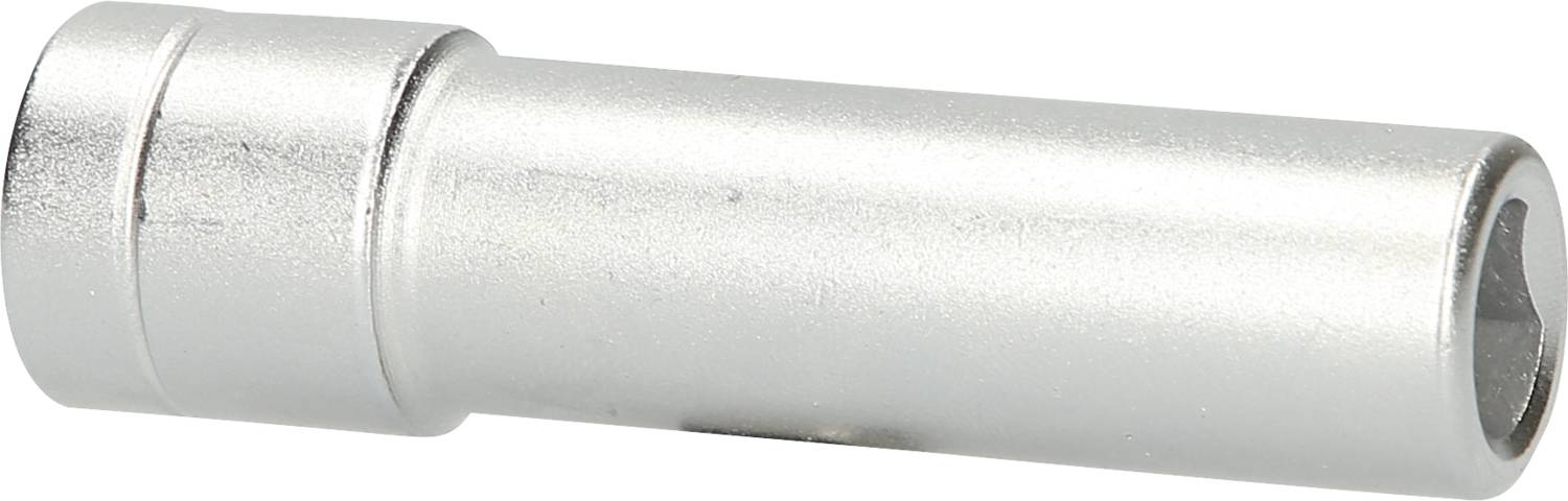 Srebrny metalowy pręt o kształcie cylindrycznym, umieszczony na białym tle.