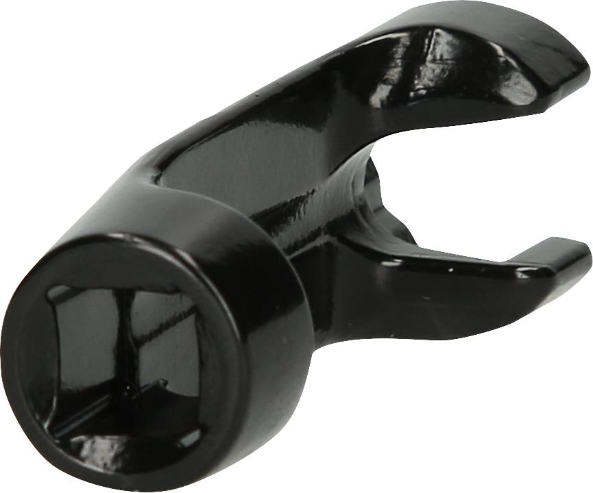 Czarny klucz nasadowy z otwartym rozmiarem z przodu i kwadratowym napędem z tyłu.