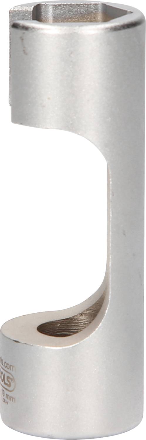 Srebrne narzędzie o zakrzywionym kształcie, które prawdopodobnie służy jako otwieracz do butelek lub podobne narzędzie.