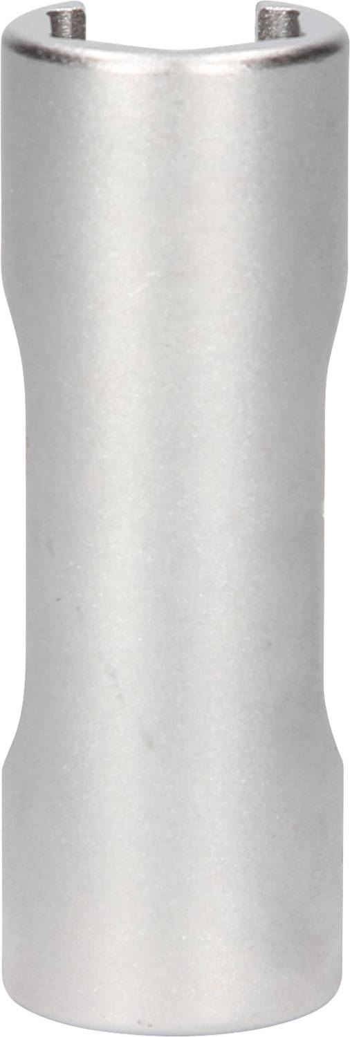 Metalowa cylindryczna tuleja o gładkiej powierzchni, prawdopodobnie element narzędzia lub maszyny.