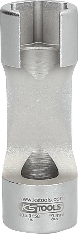 Srebrny zestaw kluczy nasadowych z otworem U firmy KS Tools, rozmiar 19 mm, numer artykułu 405.0158.