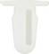 Biały, podłużny plastikowy dystans z pionowym wcięciem, prawdopodobnie będący częścią systemu montażowego lub wyposażenia mebli.