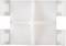 Białe elementy z tworzywa sztucznego z czterema mocowaniami, dwa pionowe i dwa poziome. Wygląda jak techniczny element mocujący.