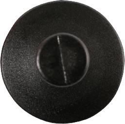 Czarny, okrągły regulator głośności widziany z góry, umieszczony centralnie.