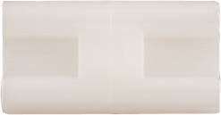 Biały blok z tworzywa sztucznego z prostymi, prostokątnymi wgłębieniami pośrodku, na neutralnym tle.