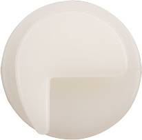 Biały, okrągły plastikowy pokrętło widziany z góry, w prostym, minimalistycznym stylu, prawdopodobnie przeznaczony do urządzeń gospodarstwa domowego.