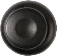 Okrągła, czarna gałka widziana z góry, przypominająca klamkę do drzwi.