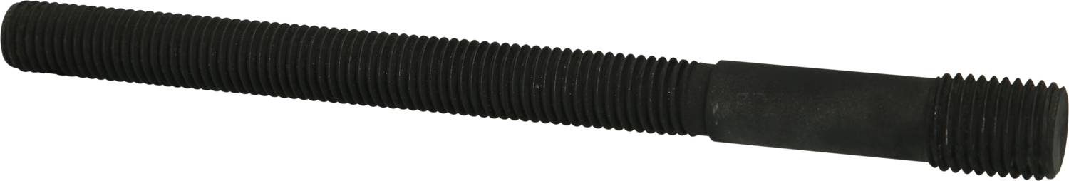 Długi, czarny, cylindryczny sworzeń z gwintem zewnętrznym po obu stronach.