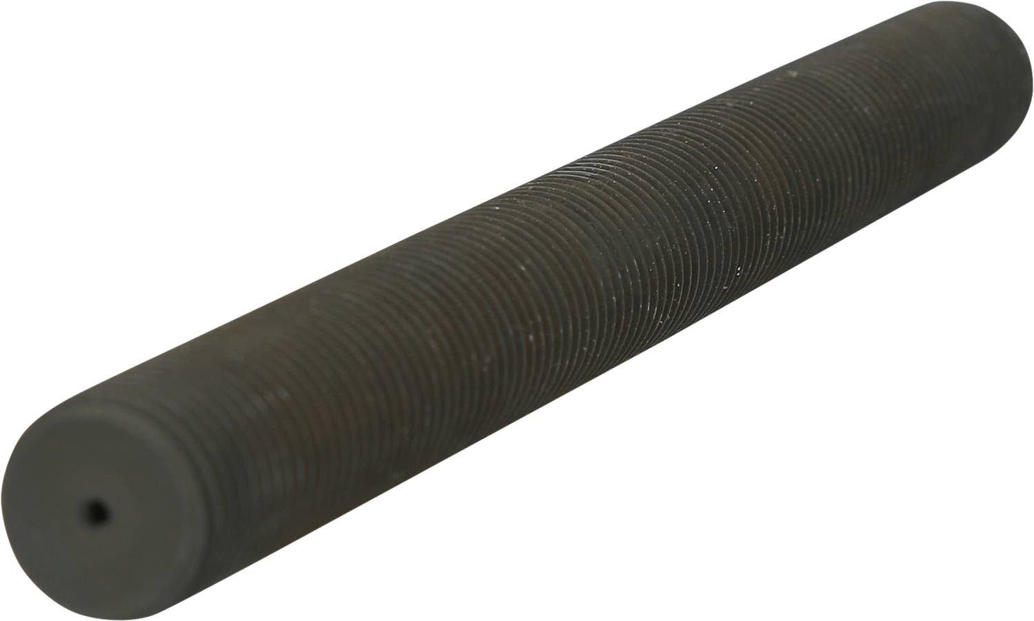 Długi, cylindryczny pręt metalowy gwintowany na całej długości, umieszczony na jasnym tle. Odpowiedni do zastosowań mechanicznych.