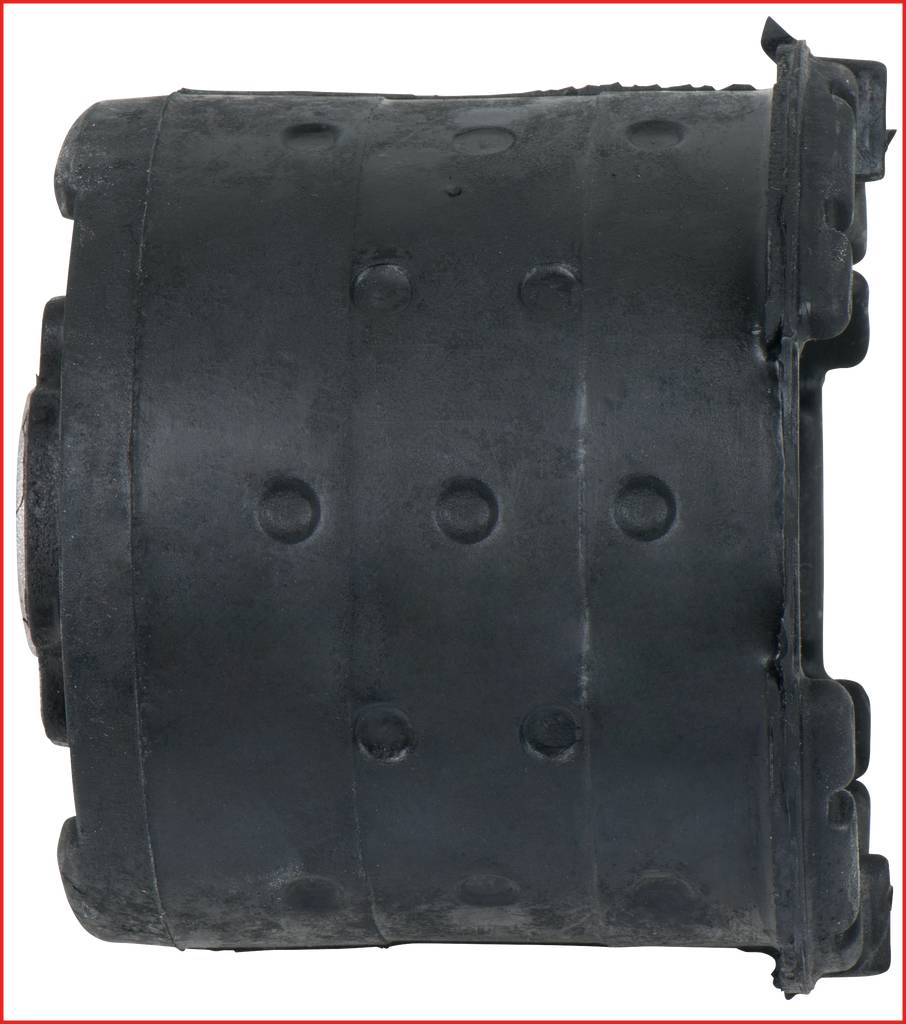 Czarny, cylindryczny obiekt gumowy z fakturowanymi powierzchniami.