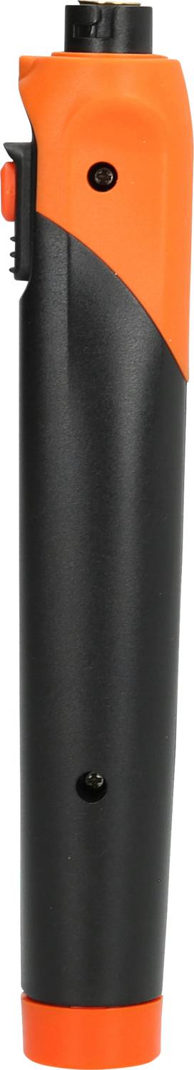 'Czarno-pomarańczowe elektroniczne podpalacze gazowe. Możliwość regulacji płomienia. Kształt wydłużony dla zwiększonego zasięgu.'