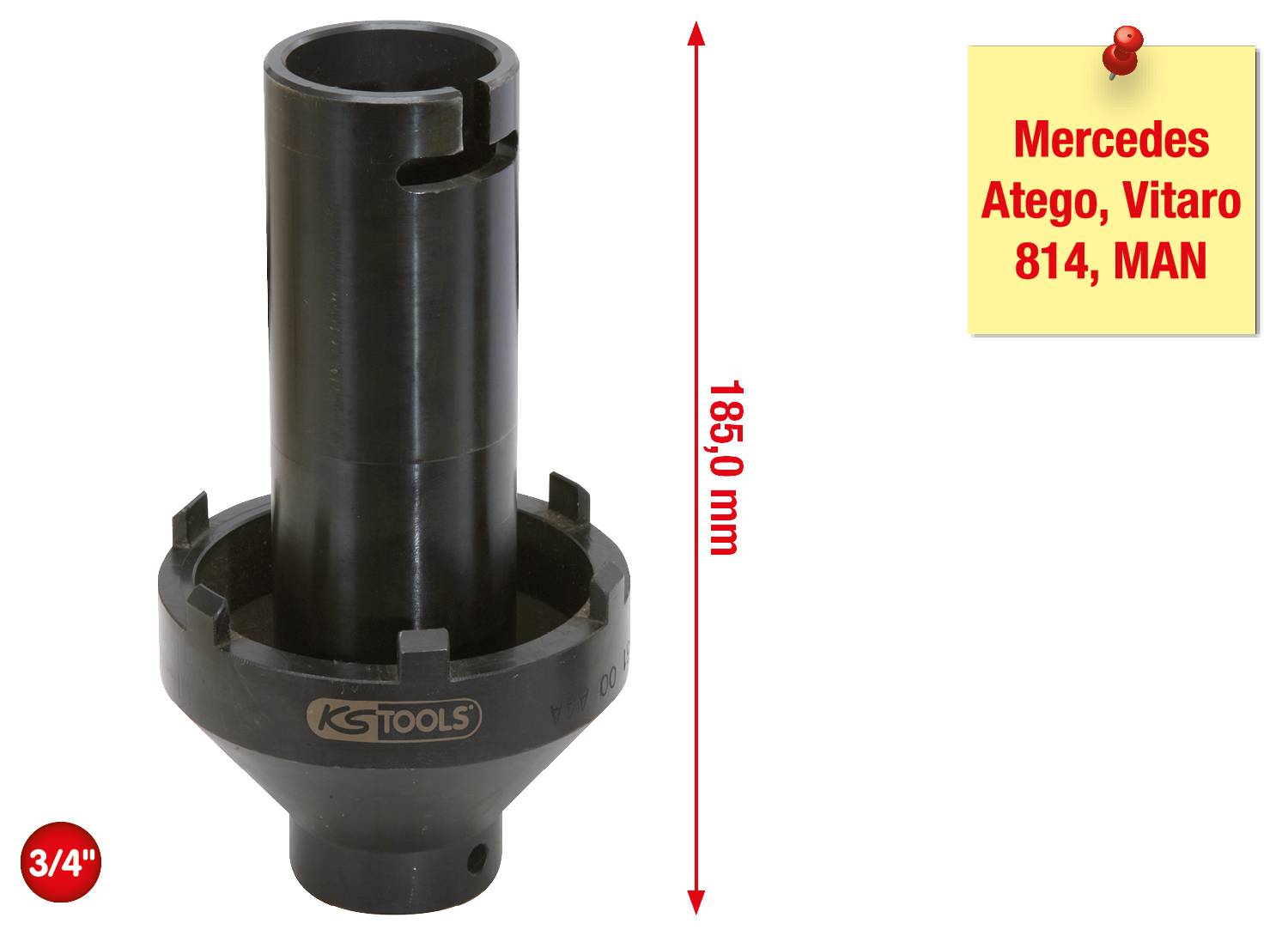 Czarny polerowany klucz do śrub, długość 185,0 mm, pasujący do Mercedes Atego, Vitaro 814, MAN.