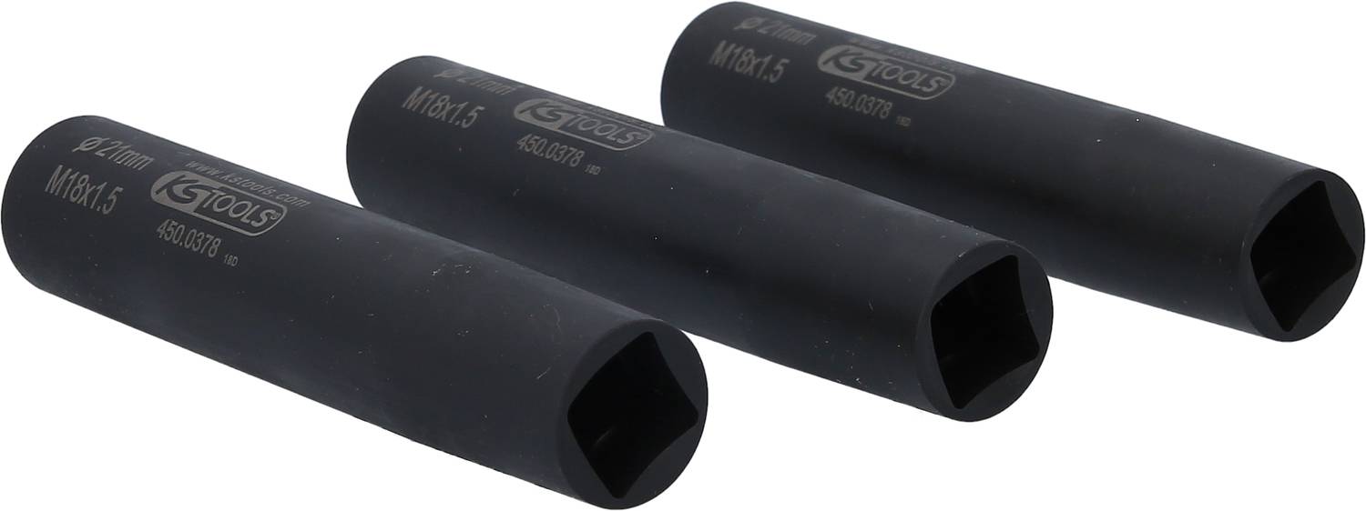 Trzy czarne orzechy laskowe w różnych rozmiarach ułożone obok siebie na białym tle, oznaczone opiskami.