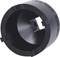 Czarna plastikowa część o kształcie cylindrycznym z otworami, prawdopodobnie adapter lub nasadka.