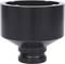 Czarny cylindryczny adapter z szeroką krawędzią i wąską podstawą, prawdopodobnie przeznaczony do celów technicznych lub przemysłowych.