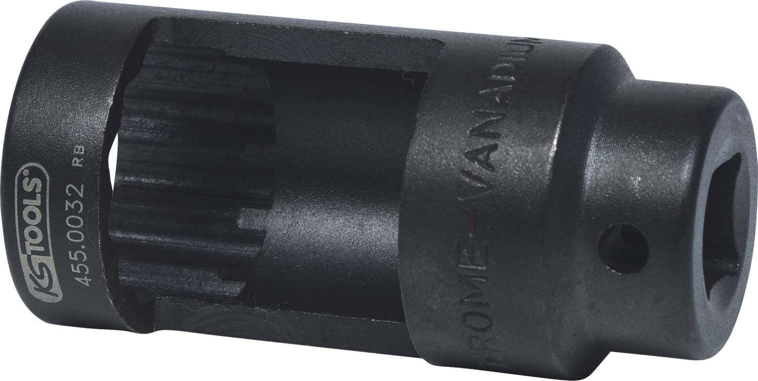 Klucz nasadowy wykonany ze stali chromowo-wanadowej z bocznym otworem; służy do dokręcania lub odkręcania śrub o profilu sześciokątnym.