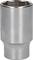 Srebrny metalowy łącznik w kształcie cylindra z sześciokątnym otworem, używany do dokręcania śrub i nakrętek.