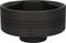 Czarny, okrągły pojemnik z trzema wygrawerowanymi liniami na obrzeżu. Odpowiedni do przechowywania płynów lub przedmiotów.