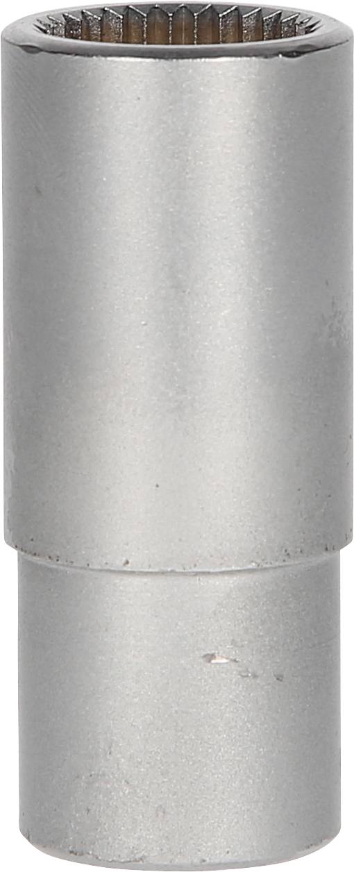 Srebrzysta metalowa puszka o kształcie cylindrycznym, gładka i błyszcząca.