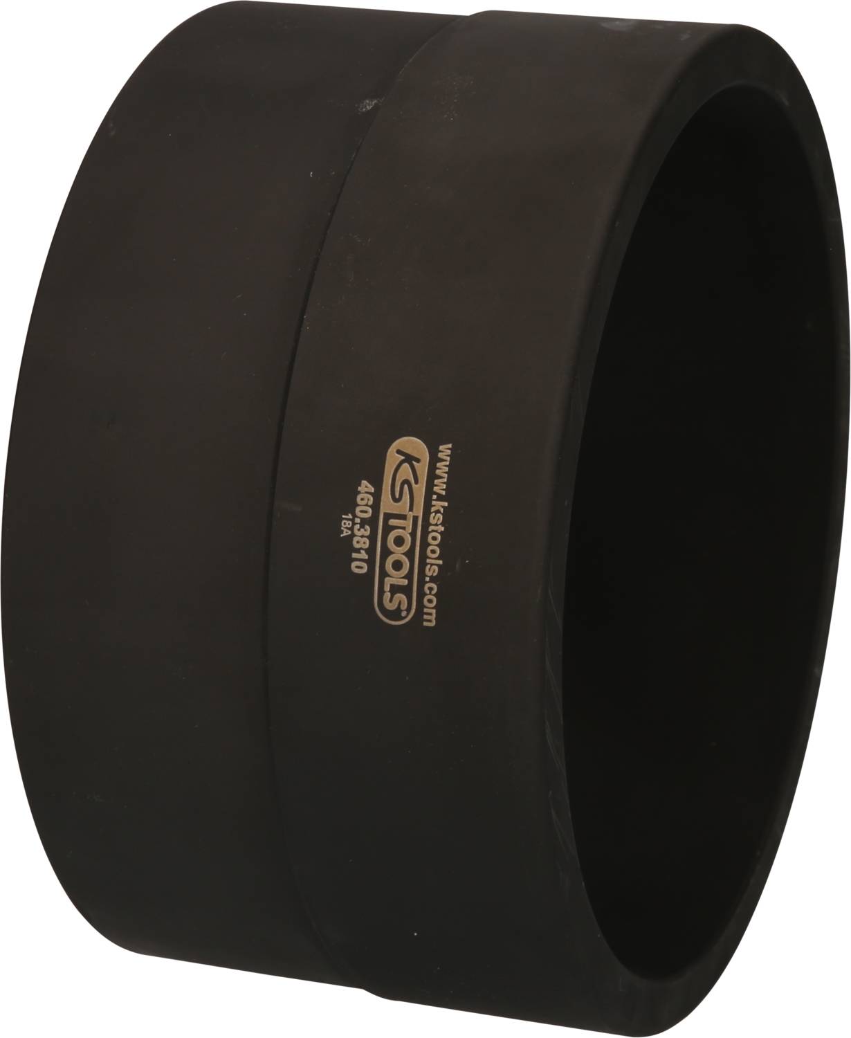 Czarny, cylindryczny adapter gumowy marki KS Tools, stosowany jako tłumik uderzeń podczas instalacji części samochodowych.