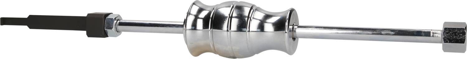 Metalowy lokówka z cylindrycznymi uchwytami i błyszczącą, żebrowaną powierzchnią. Używana do zakręcania włosów.