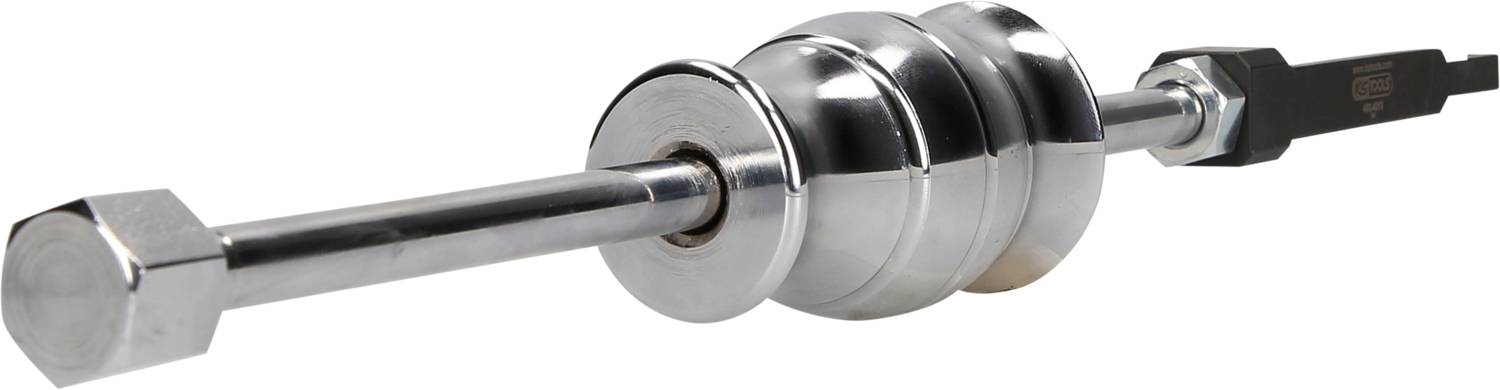 Srebrny młotek ślusarski z kilkoma okrągłymi obciążnikami i płaskim końcem. Odpowiedni do napraw lub prac blacharskich.