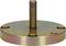 Okrągła, metalicznie powlekana podstawa z centralnym, pionowym śrubą gwintowaną oraz czterema otworami na śruby do celów mocujących.