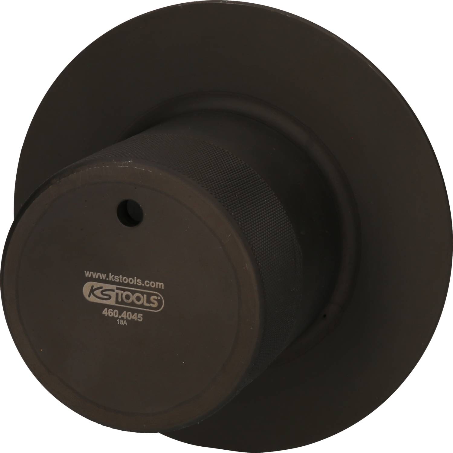 Czarne narzędzie firmy KS Tools o kształcie cylindrycznym i szerokim obrzeżu, prawdopodobnie element używany podczas naprawy pojazdu.