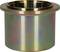 Metalowy cylindryczny element z szeroką krawędzią, prawdopodobnie część maszyny lub adapter, na białym tle.