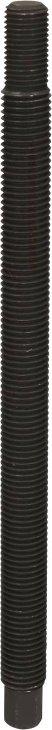 Czarna pręt gwintowany o ciągłym gwincie, ustawiony pionowo.
