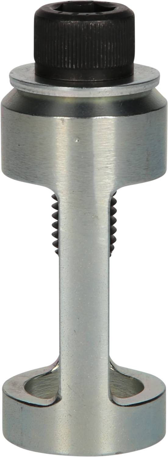 Metalowe narzędzie z gwintem i czarną nakładką, prawdopodobnie element złączny lub mocujący.