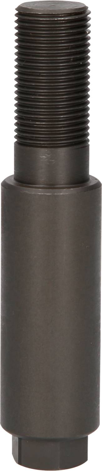 Metalowy cylindryczny sworzeń z gładką częścią środkową i wyprofilowanym, żebrowanym zaokrąglonym końcem u góry, prawdopodobnie przeznaczony do mocowania lub montażu.