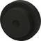 Czarny, okrągły obiekt z płaską krawędzią, prawdopodobnie pokrywa lub osłona, na białym tle.