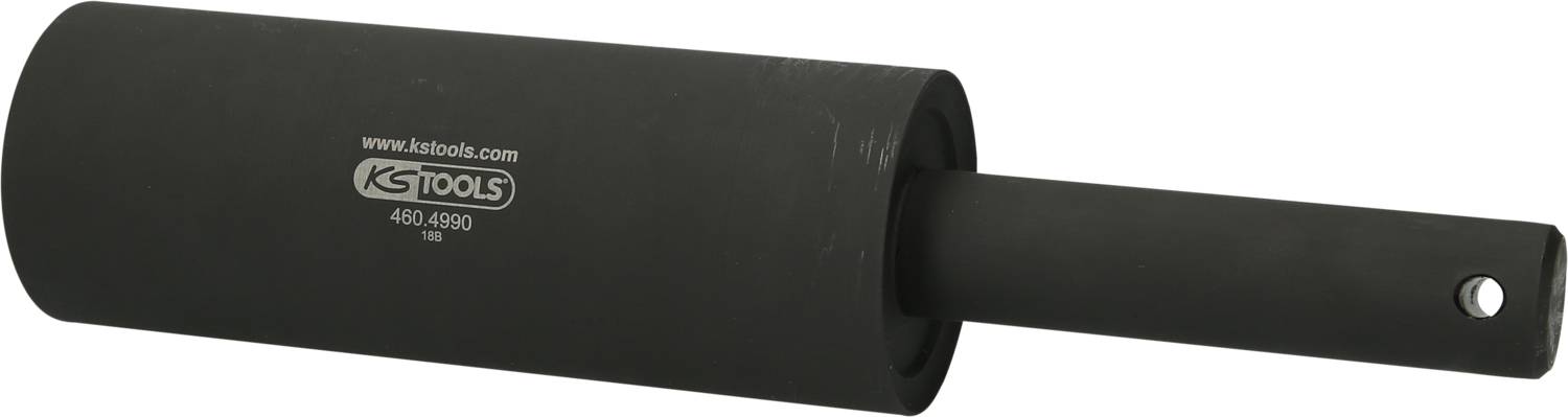 Czarny cylinder z nadrukiem 'KS Tools 460.4690', zamontowany na uchwycie, prawdopodobnie adapter do uchwytu narzędzia.