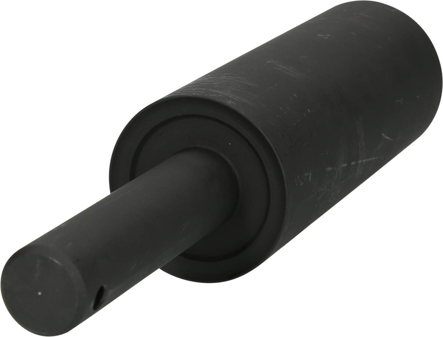 Czarny cylinder z uchwytem, przypominający gryf do podnoszenia ciężarów. Jest często stosowany w sprzęcie do treningu siłowego.