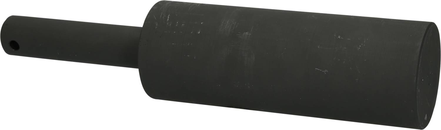 Czarny cylinder z długim, cienkim uchwytem. Cylinder ma matowe wykończenie i jest ciemnoszary do czerni.