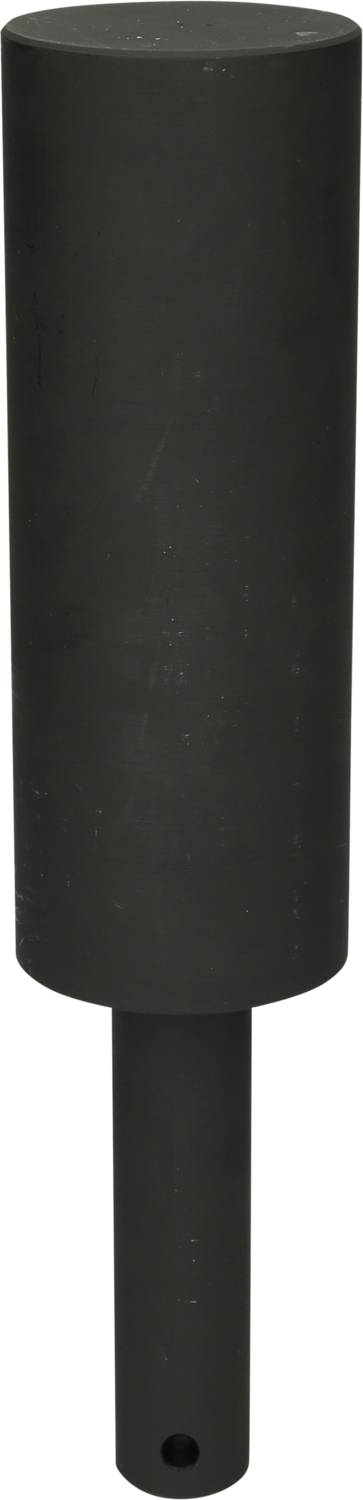 Czarny cylindryczny słup kotwiczny, stojący pionowo, używany do stabilizacji i mocowania struktur w gruncie.