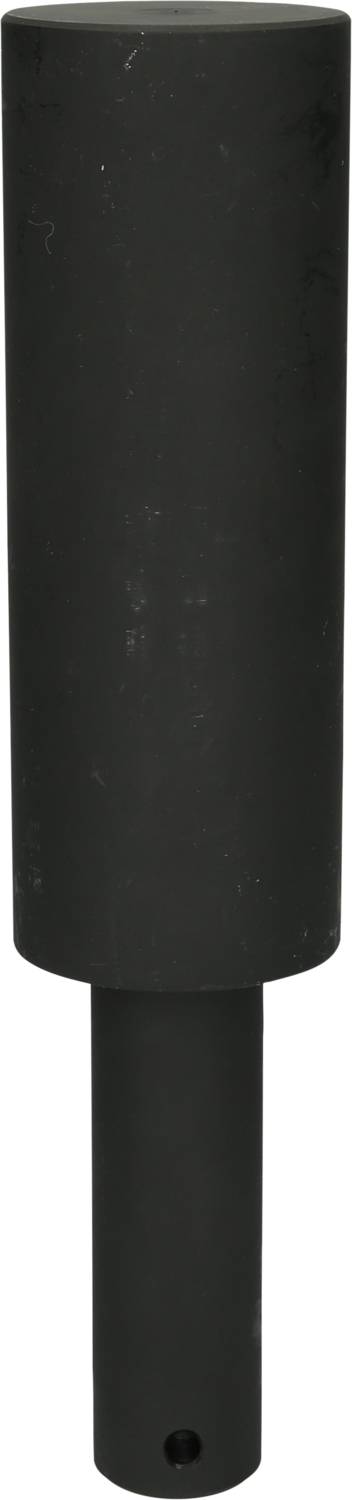 Długi, czarny cylindryczny adapter metalowy z mniejszą cylindryczną sekcją u dołu, prawdopodobnie przeznaczony do zastosowań technicznych.