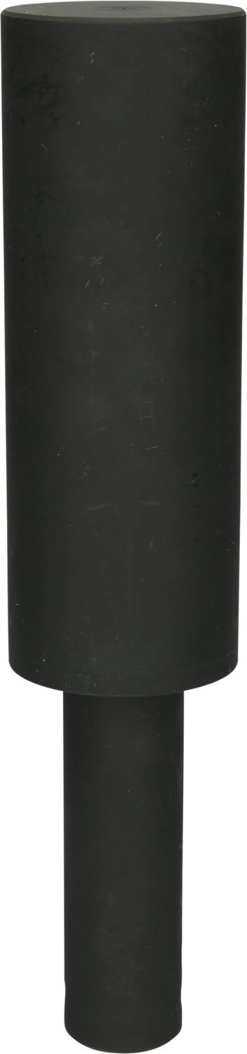 Czarny, cylindryczny przedmiot o dwóch różnych średnicach, prawdopodobnie element maszyny lub części techniczne.