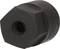 Czarna aluminiowa nakrętka mocowana śrubą do zastosowań mechanicznych lub technicznych. Solidna konstrukcja, odpowiednia do zastosowań obrotowych lub zaciskowych.