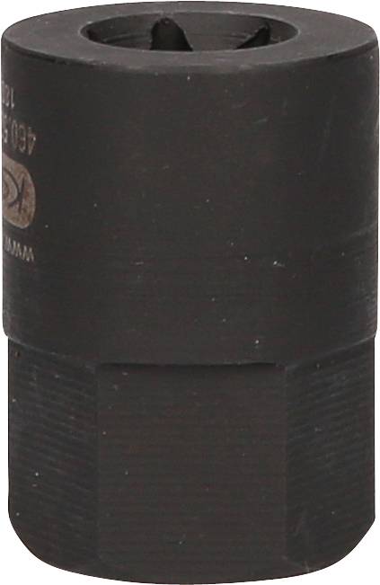 Czarny metalowy adapter o kształcie cylindrycznym, prawdopodobnie końcówka narzędziowa lub element łączący, bez dodatkowych rozpoznawalnych cech.