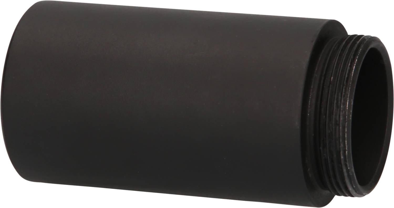 Czarny cylinder z gwintem zewnętrznym, prawdopodobnie adapter lub element łączący.