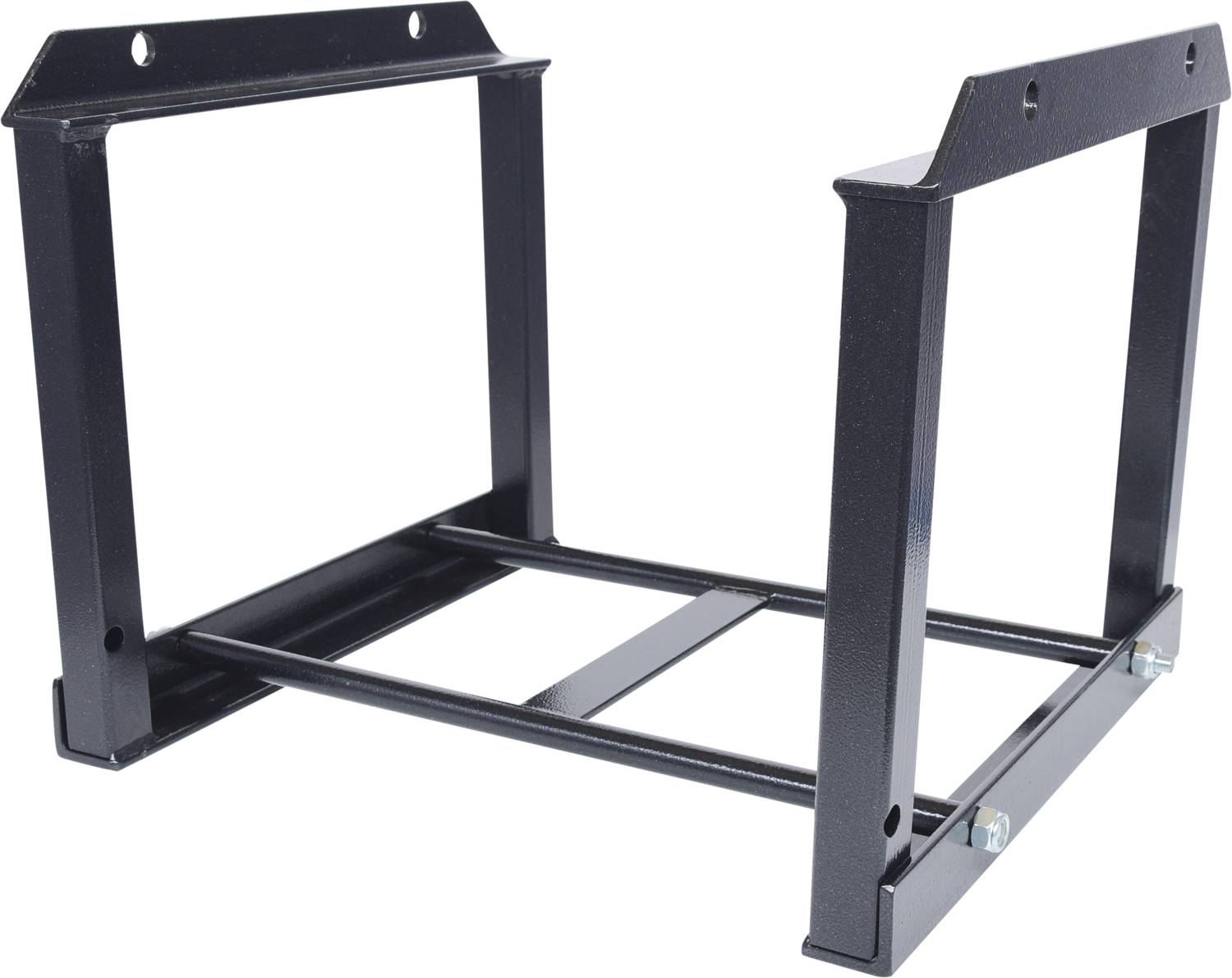 Czarna stalowa podstawa mocująca do montażu ściennego urządzeń, takich jak wentylator kanałowy, przeznaczona do zastosowań przemysłowych.