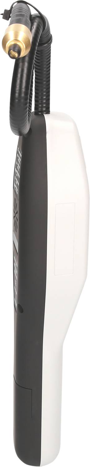 Urządzenie ręczne z długim, wygiętym przewodem przy górnym końcu, wykorzystywane do testowania kabli. Urządzenie jest białe i czarne.