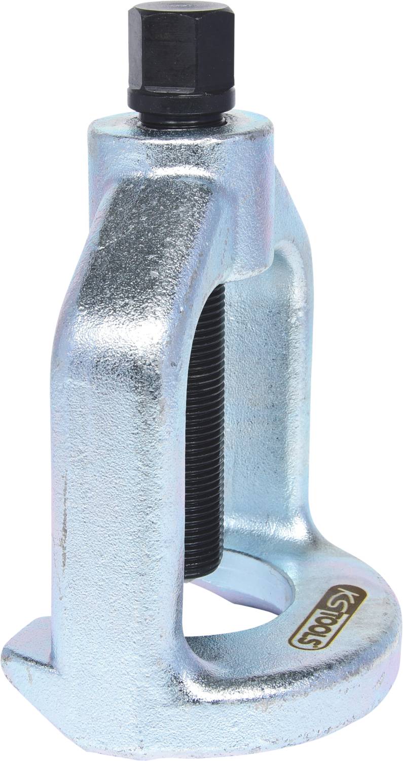 Metalowe narzędzie ściągające z czarną śrubą, odpowiednie do usuwania zaciśniętych części, takich jak przeguby kulowe w warsztatach.