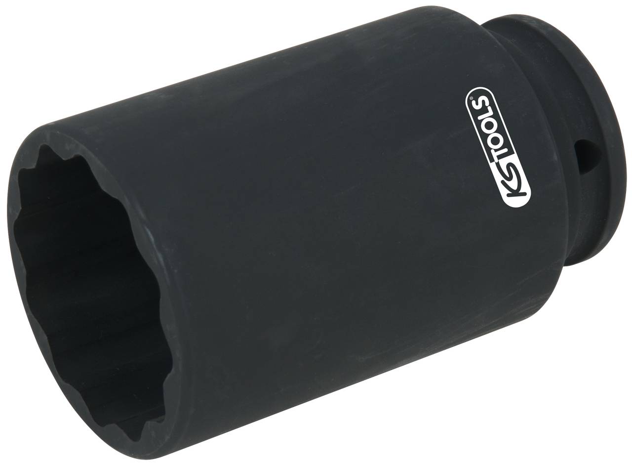 Czarny nasadowy klucz udarowy z logo 'KS Tools', o kształcie cylindrycznym, odpowiedni do dużych nakrętek i śrub.