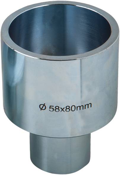 Metalowy cylinder z grawerem 'Ø 58x80mm', wskazujący wymiary i średnicę. Stosowany głównie w zastosowaniach technicznych.