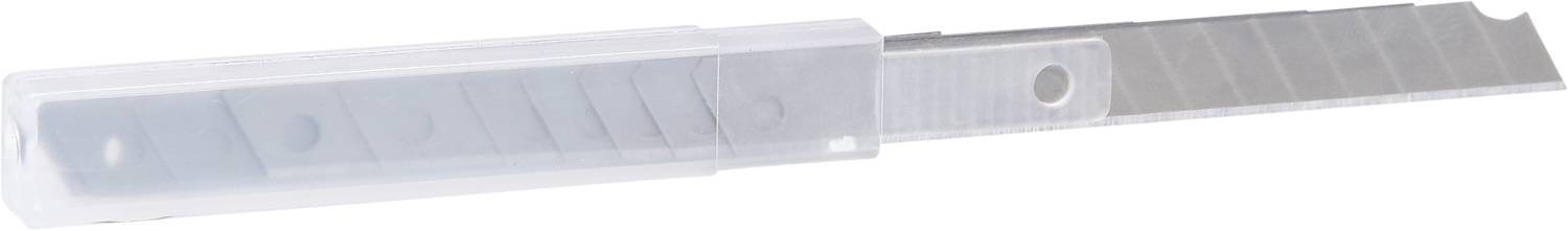 'Przezroczyste pudełko plastikowe z wystającymi szarymi ostrzami'