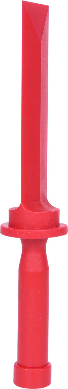 Czerwony treningowy miecz z tworzywa sztucznego; prosta klinga z okrągłą rękojeścią i wąską ochroną krzyżową. Odpowiedni do celów treningowych.
