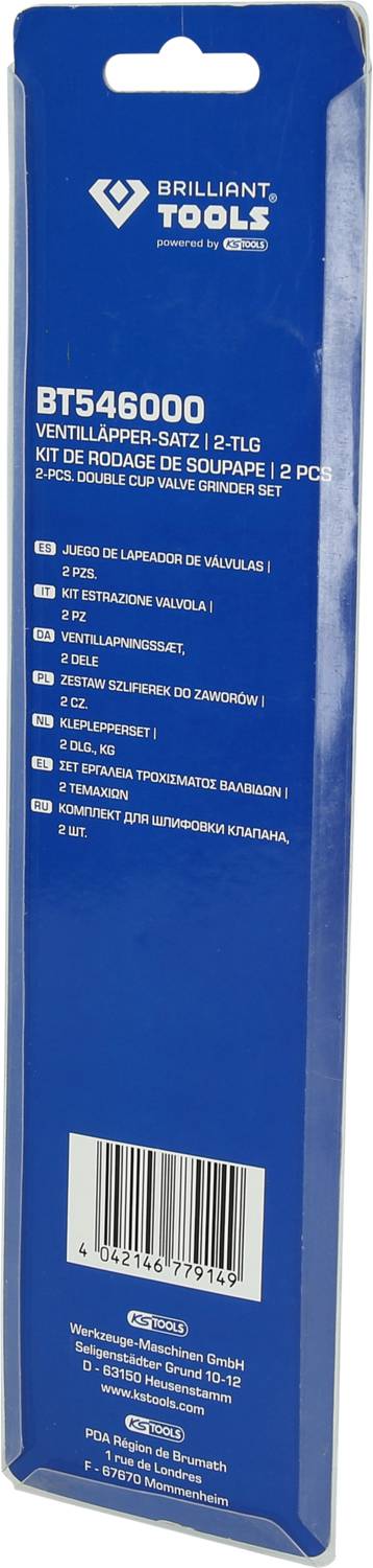 'Brilliant Tools Zestaw szczęk zaworowych, 2-częściowy, Model BT546000, pakowany w kolorze niebieskim. Narzędzie do precyzyjnego ustawiania zaworów.'